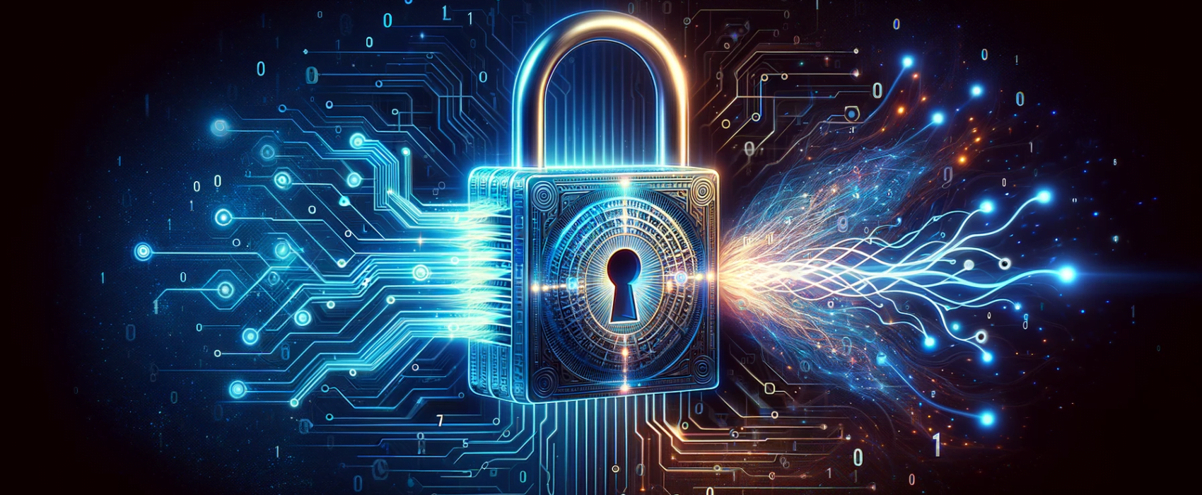 cybersecurity lock on circuit board