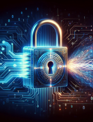 cybersecurity lock on circuit board