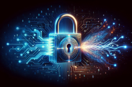 cybersecurity lock on circuit board